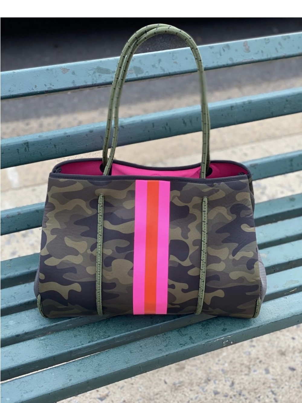HAUTE SHORE Hot Pink Neoprene Tote with Black Trim - Picture 4 of 10
